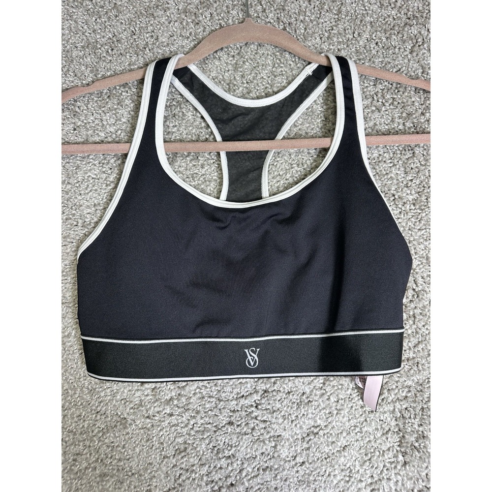 Victoria's Secret‎ Sport Bra Black White Racerback Wireless Size Small